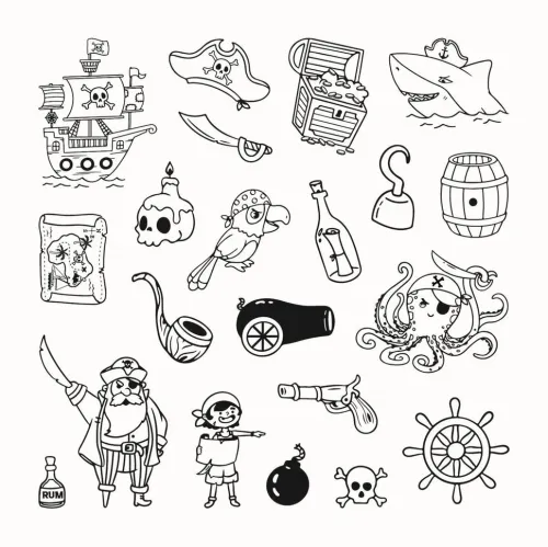 Aladine Stempel & -Kissen*- Kinder Stempel Funny Piraten