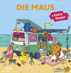 teNeues Calendars & Stationery GmbH & Co. KG Posterkalender*Alpha Edition - Die Maus Kalender 2026 - Wandkalender 30×30 cm (30×60 geöffnet) mit Illustrationen & Platz für Notizen, Broschürenkalender inkl. Poster, idealer Bildkalender für Kinder & Maus-Fans