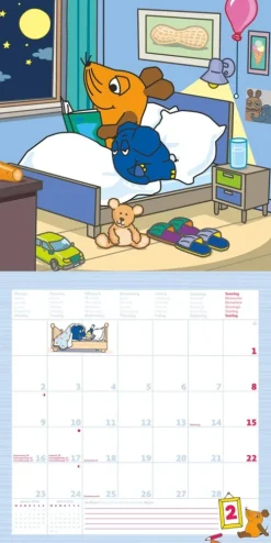 teNeues Calendars & Stationery GmbH & Co. KG Posterkalender*Alpha Edition - Die Maus Kalender 2026 - Wandkalender 30×30 cm (30×60 geöffnet) mit Illustrationen & Platz für Notizen, Broschürenkalender inkl. Poster, idealer Bildkalender für Kinder & Maus-Fans