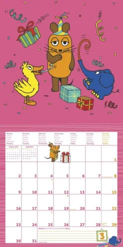 teNeues Calendars & Stationery GmbH & Co. KG Posterkalender*Alpha Edition - Die Maus Kalender 2026 - Wandkalender 30×30 cm (30×60 geöffnet) mit Illustrationen & Platz für Notizen, Broschürenkalender inkl. Poster, idealer Bildkalender für Kinder & Maus-Fans