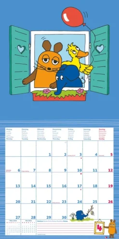 teNeues Calendars & Stationery GmbH & Co. KG Posterkalender*Alpha Edition - Die Maus Kalender 2026 - Wandkalender 30×30 cm (30×60 geöffnet) mit Illustrationen & Platz für Notizen, Broschürenkalender inkl. Poster, idealer Bildkalender für Kinder & Maus-Fans