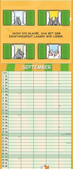 teNeues Calendars & Stationery GmbH & Co. KG Terminkalender*Alpha Edition - Lach mal wieder... Familienplaner 2026 - 19,5×45 cm mit 5 Spalten & lustigen Cartoons, mehrsprachiger Familienkalender/Wandkalender für Termine in Haushalt, Schule & Freizeit