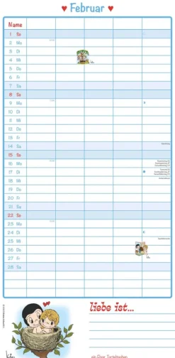 teNeues Calendars & Stationery GmbH & Co. KG Terminkalender-Alpha Edition - Liebe ist... Familientermine 2026 - Familienkalender 22×45 cm mit 5 Spalten & Monatsübersicht, liebevoll illustrierter Familienplaner & Terminkalender für Paare, Eltern & Kinder