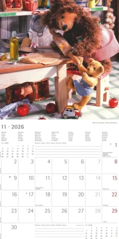Alpha Edition - Teddy Kalender 2026 - Bildkalender & Wandkalender im Broschürenformat 30×30 cm, aufgeklappt 30×60 cm mit 12 liebevollen Teddy-Motiven & Poster, FSC-zertifiziert*teNeues Calendars & Stationery GmbH & Co. KG Sale
