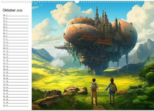 Calvendo Wandkalender*Anime Traumwelten (hochwertiger Premium Wandkalender 2026 DIN A2 quer), Kunstdruck in Hochglanz