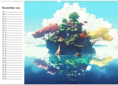 Calvendo Wandkalender*Anime Traumwelten (hochwertiger Premium Wandkalender 2026 DIN A2 quer), Kunstdruck in Hochglanz
