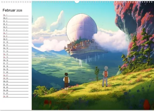 Calvendo Wandkalender*Anime Traumwelten (hochwertiger Premium Wandkalender 2026 DIN A2 quer), Kunstdruck in Hochglanz