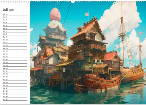 Calvendo Wandkalender*Anime Traumwelten (hochwertiger Premium Wandkalender 2026 DIN A2 quer), Kunstdruck in Hochglanz