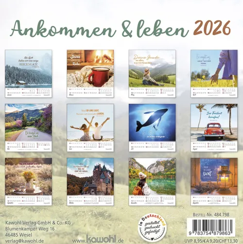 Kawohl Postkartenkalender*Ankommen & leben 2026