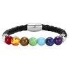 Saraswati Schmuck & Accessoires|Achtsamkeit & Gesundheit-Armband Leder, Chakra Edelsteine