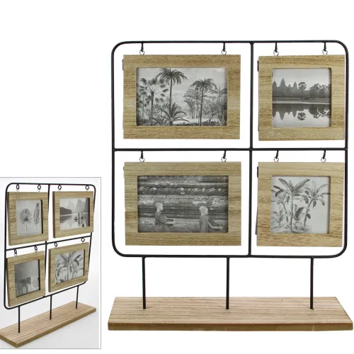 Bilderrahmen aus Metall mit Holzrahmen für 4 bzw. 8 Bilder beidseitig verwendbar*Schwäbische Albumfabrik Outlet