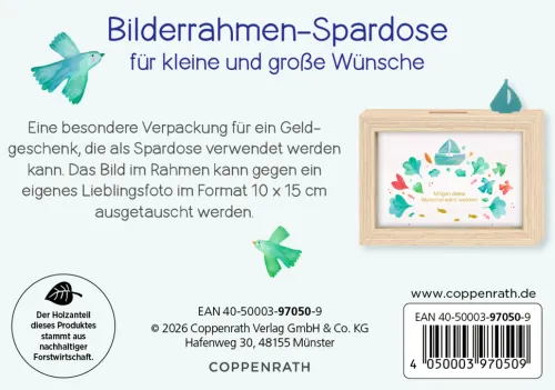 Bilderrahmen-Spardose - Mögen deine Wünsche wahr werden!*Coppenrath Discount