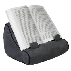 Bookchair Vertrieb Lesen & Geschichten-Bookcouch Grau | Lesekissen für Bücher und Tablets | Buchständer | Tablethalter | Lesehillfe | Deutsche Ausgabe