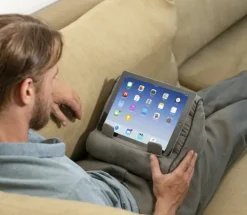 Bookchair Vertrieb Lesen & Geschichten-Bookcouch Grau | Lesekissen für Bücher und Tablets | Buchständer | Tablethalter | Lesehillfe | Deutsche Ausgabe