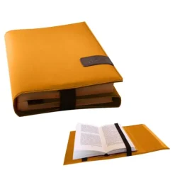 Barth & Bauer Lesen & Geschichten*BookSKIN Buch Einband (Größenverstellbar) in Safran-Gelb mit Lesezeichen