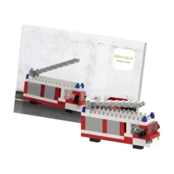 Schäfer Toy Company GmbH Postkarten*BRIXIES 220045 - Postkarte Feuerwehr, 3D Konstruktionsbausatz aus Ministeinen, 133 Teile