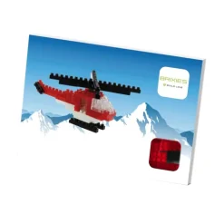Schäfer Toy Company GmbH Postkarten-BRIXIES 220048 - Postkarte Helikopter, 3D Konstruktionsbausatz aus Ministeinen, 80 Teile