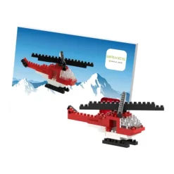 Schäfer Toy Company GmbH Postkarten-BRIXIES 220048 - Postkarte Helikopter, 3D Konstruktionsbausatz aus Ministeinen, 80 Teile