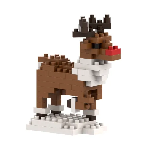 BRIXIES 220053 - Postkarte Rentier, 3D Konstruktionsbausatz aus Ministeinen, 89 Teile*Schäfer Toy Company GmbH