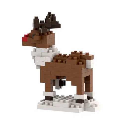 BRIXIES 220053 - Postkarte Rentier, 3D Konstruktionsbausatz aus Ministeinen, 89 Teile*Schäfer Toy Company GmbH