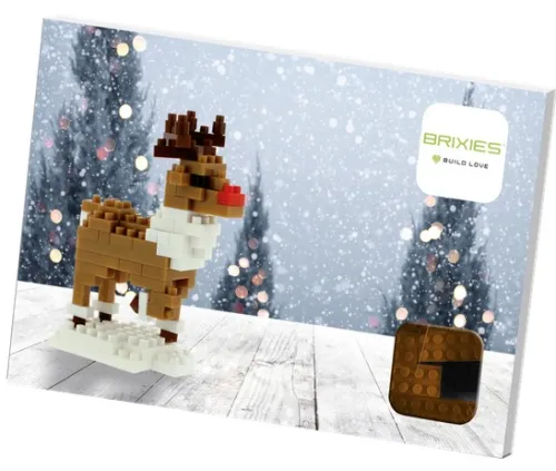 BRIXIES 220053 - Postkarte Rentier, 3D Konstruktionsbausatz aus Ministeinen, 89 Teile*Schäfer Toy Company GmbH