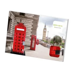 Schäfer Toy Company GmbH Postkarten*BRIXIES 220034 - Postkarte Telefonzelle, 3D Konstruktionsbausatz aus Ministeinen, 160 Teile