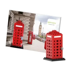 Schäfer Toy Company GmbH Postkarten*BRIXIES 220034 - Postkarte Telefonzelle, 3D Konstruktionsbausatz aus Ministeinen, 160 Teile