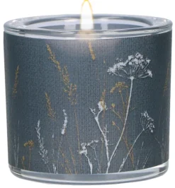 Butzon & Bercker Dekoration & Einrichtung*Glaswindlicht zur Trauer Ø 6,5 cm - mundgeblasenes Windlicht mit farbig bedrucktem Pergamentumleger, Lieferung in grüner Geschenkverpackung mit weißem Teelicht