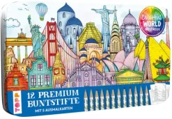 frechverlag GmbH Buntstifte-Colorful World Weltreise Designdose mit 12 Buntstiften
