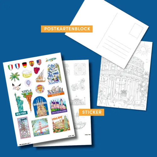 Colorful World Weltreise - Fernweh-Ausmal-Koffer*frechverlag GmbH New