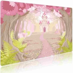 Cover-your-desk Schreibtischunterlagen-Schreibtischunterlage für Kinder und Erwachsene Märchenschloss im rosa Zauberwald, aus hochwertigem Vinyl , 60 x 40 cm