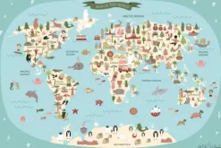 Cover-your-desk Schreibtischunterlagen*Schreibtischunterlage für Kinder Weltkarte, aus hochwertigem Vinyl , 60 x 40 cm