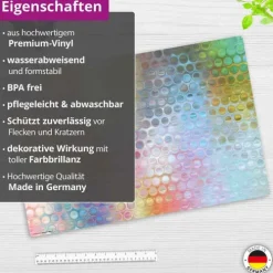 Schreibtischunterlage für Kinder und Erwachsene Regenbogen-Punkte Glas, aus hochwertigem Vinyl, 60 x 40 cm*Cover-your-desk Best