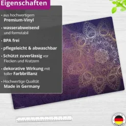 Cover-your-desk Schreibtischunterlagen-Schreibtischunterlage für Kinder und Erwachsene lila-goldenes Mandala, aus hochwertigem Vinyl, 60 x 40 cm