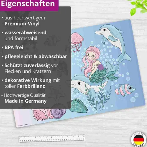 Cover-your-desk Schreibtischunterlagen*Schreibtischunterlage für Kinder Meerjungfrauen unter Wasser, aus hochwertigem Vinyl , 60 x 40 cm