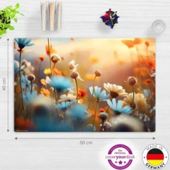 Cover-your-desk Schreibtischunterlagen*Schreibtischunterlage für Kinder und Erwachsene Wildblumen im Abendlicht, aus hochwertigem Vinyl, 60 x 40 cm