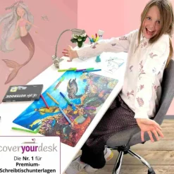 Cover-your-desk Schreibtischunterlagen*Schreibtischunterlage für Kinder und Erwachsene Wildblumen im Abendlicht, aus hochwertigem Vinyl, 60 x 40 cm