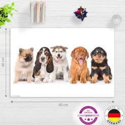 Schreibtischunterlage für Kinder 5 süße Hundewelpen, aus hochwertigem Vinyl , 60 x 40 cm*Cover-your-desk New