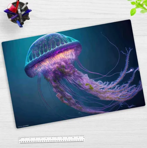 Cover-your-desk Schreibtischunterlagen*Schreibtischunterlage für Kinder Leuchtende Qualle, aus hochwertigem Vinyl, 60 x 40 cm