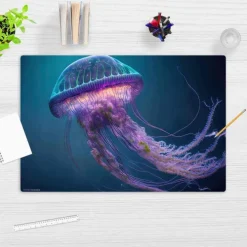 Cover-your-desk Schreibtischunterlagen*Schreibtischunterlage für Kinder Leuchtende Qualle, aus hochwertigem Vinyl, 60 x 40 cm