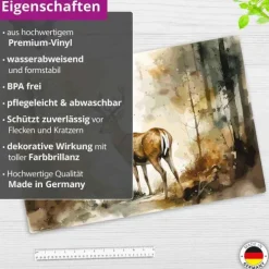 Cover-your-desk Schreibtischunterlagen-Schreibtischunterlage für Kinder Hirsch im Wald Aquarell, aus hochwertigem Vinyl, 60 x 40 cm