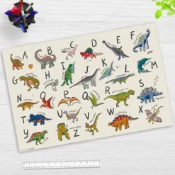 Cover-your-desk Schreibtischunterlagen*Schreibtischunterlage für Kinder Dinosaurier ABC, aus hochwertigem Vinyl, 60 x 40 cm
