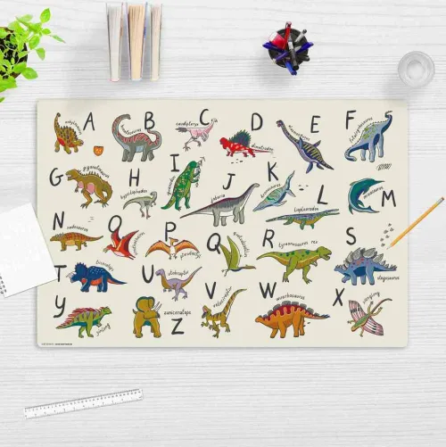 Cover-your-desk Schreibtischunterlagen*Schreibtischunterlage für Kinder Dinosaurier ABC, aus hochwertigem Vinyl, 60 x 40 cm