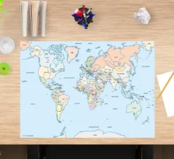 Cover-your-desk Schreibtischunterlagen-Schreibtischunterlage für Kinder Weltkarte Kinder, aus hochwertigem Vinyl , 60 x 40 cm