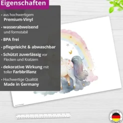 Cover-your-desk Schreibtischunterlagen-Schreibtischunterlage für Kinder Regenbogen Einhorn Aquarel, aus hochwertigem Vinyl, 60 x 40 cm