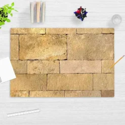 Cover-your-desk Schreibtischunterlagen-Schreibtischunterlage für Kinder und Erwachsene Mauerwerk Sandstein , aus hochwertigem Vinyl, 60 x 40 cm