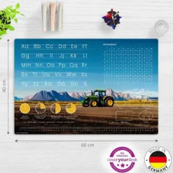 Cover-your-desk Schreibtischunterlagen*Schreibtischunterlage für Kinder Lernunterlage Einschulung, verschiedene Designs, ABC, 1x1, Uhrzeiten, aus hochwertigem Vinyl, 60 x 40 cm