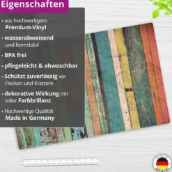 Cover-your-desk Schreibtischunterlagen-Schreibtischunterlage für Kinder und Erwachsene Verwittertes Holz in bunten Farben, aus hochwertigem Vinyl, 60 x 40 cm
