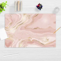 Schreibtischunterlage für Kinder rosafarbener Marmor mit Goldadern, aus hochwertigem Vinyl , 60 x 40 cm*Cover-your-desk Clearance