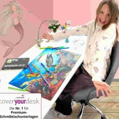 Cover-your-desk Schreibtischunterlagen-Schreibtischunterlage für Kinder und Erwachsene Maine Coon Kätzchen, aus hochwertigem Vinyl , 60 x 40 cm